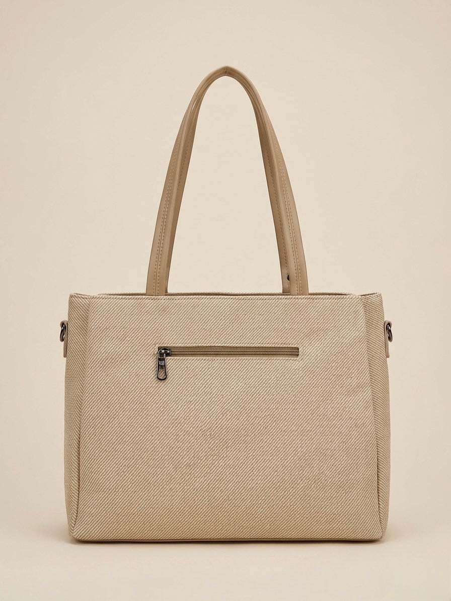 Beige soft tote bag
