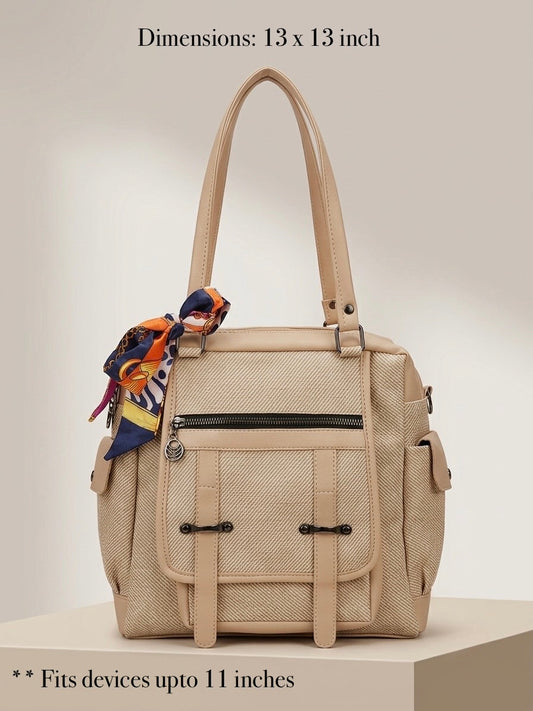 Beige tote + Backpack Bag