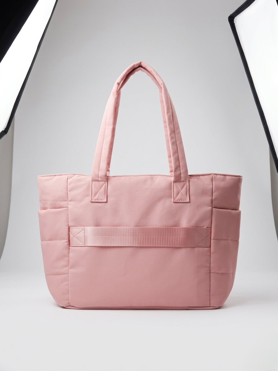 Pink puffer tote bag
