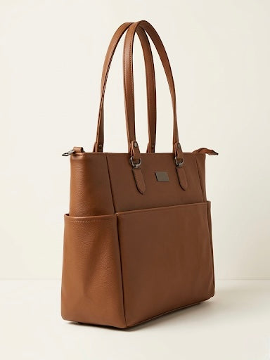 Brown bottle compartment bag
