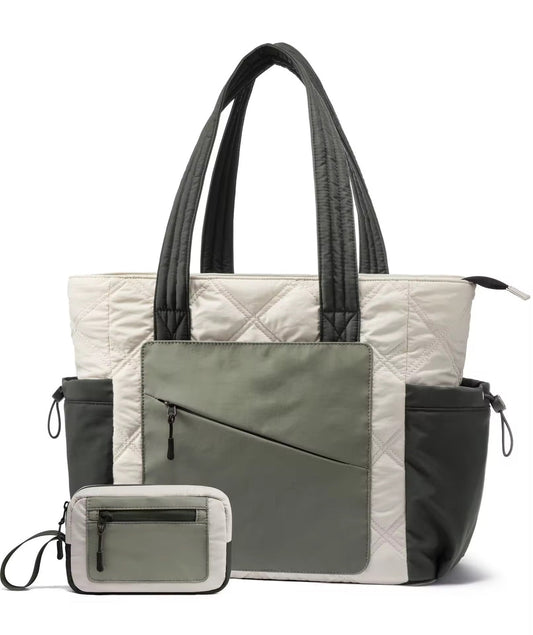 Black and Brown Puffer Tote