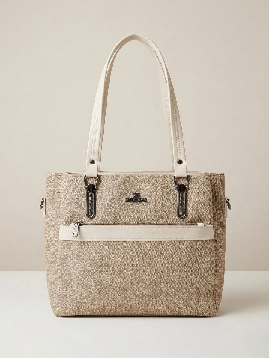Beige soft tote bag