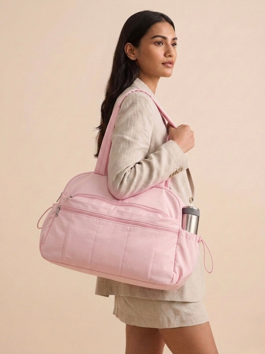 Pink tote plus duffle bag
