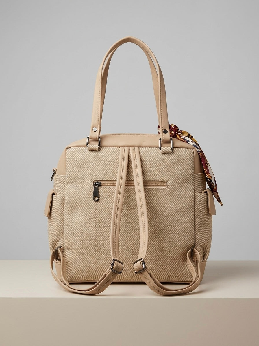 Beige tote + Backpack Bag