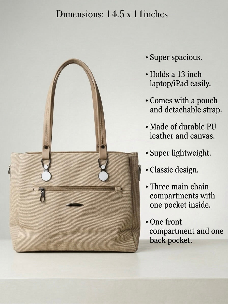 Beige soft tote bag