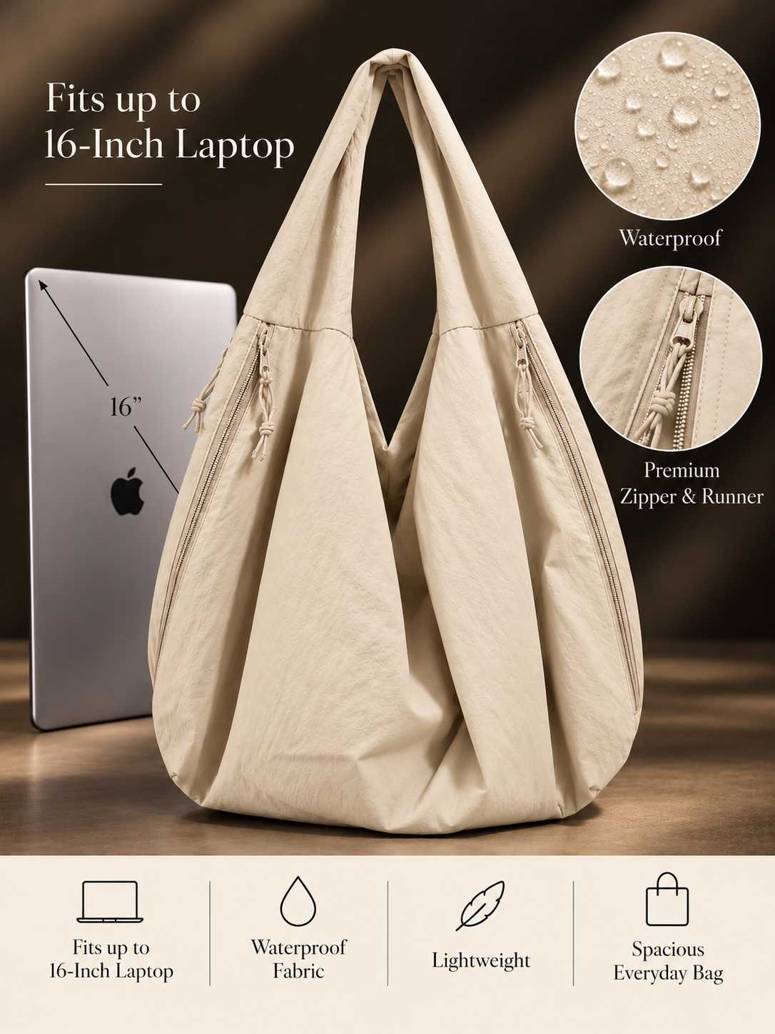Ivory Hobo tote