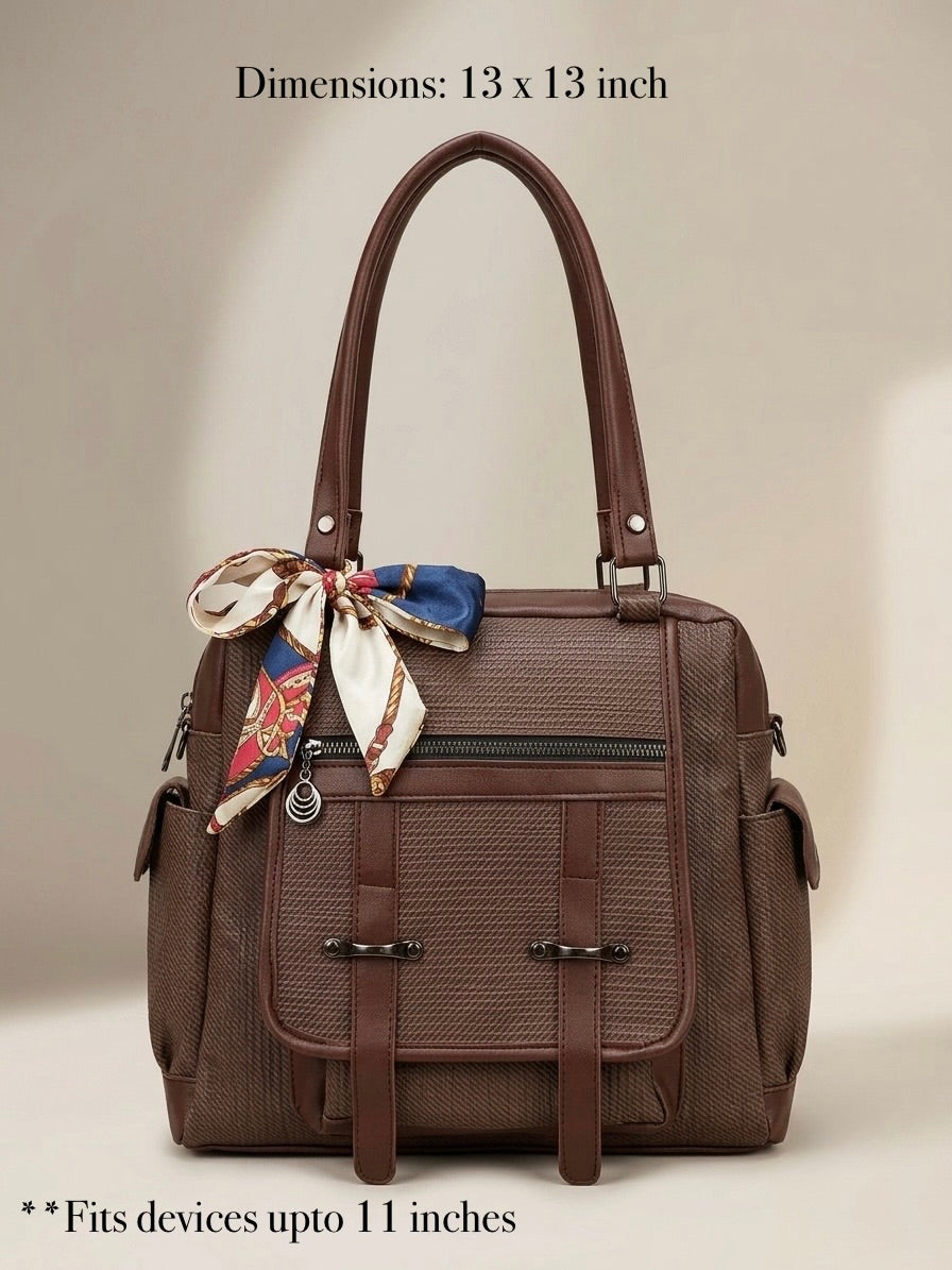 Brown tote + Backpack Bag