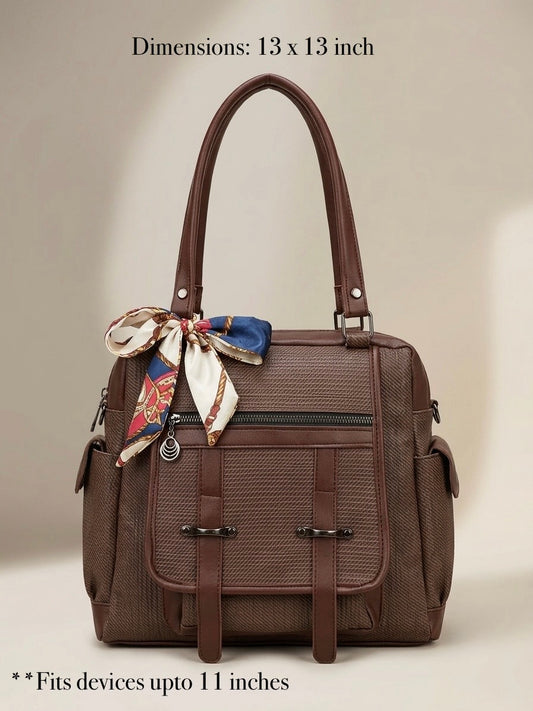 Brown tote + Backpack Bag