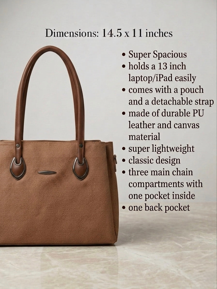 Light brown soft tote bag