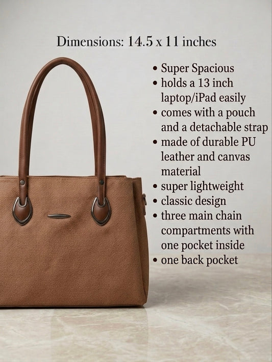 Light brown soft tote bag