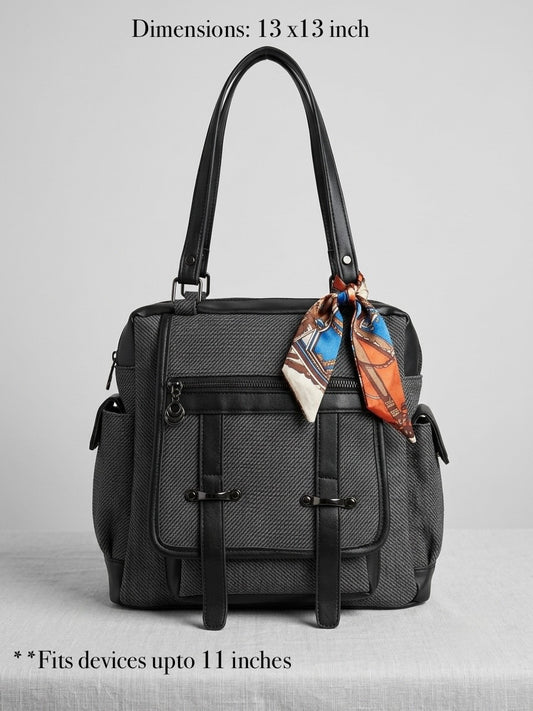 Black and Grey tote + Backpack Bag