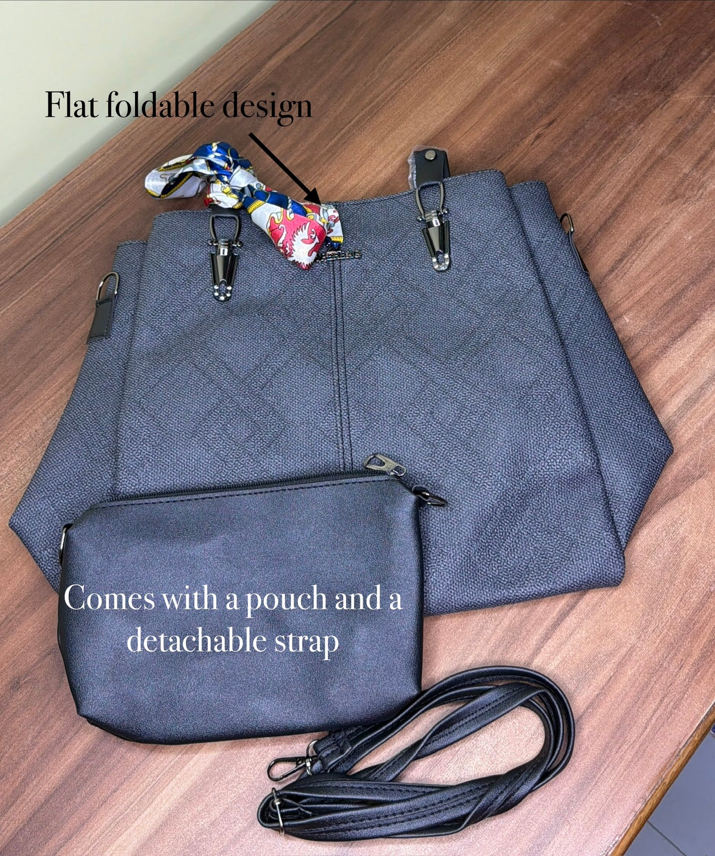 Blackish soft tote bag
