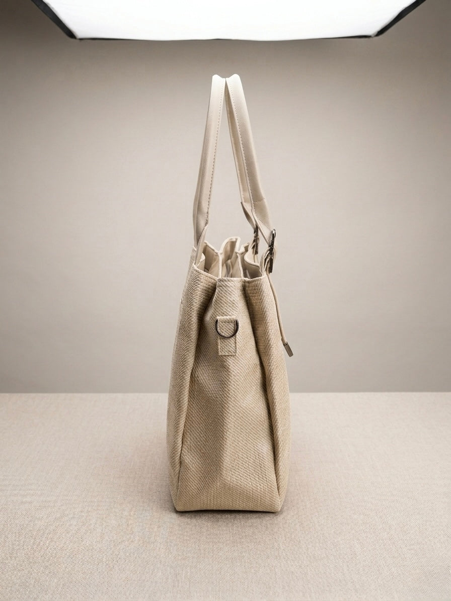 Light beige soft tote bag