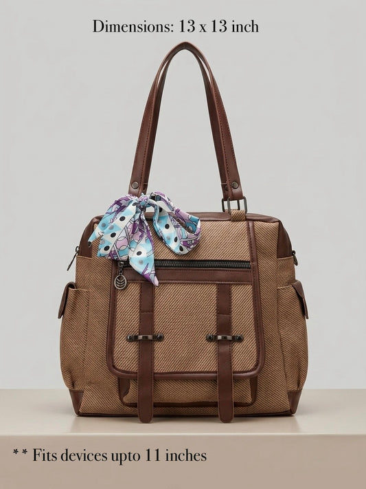 Light Brown tote + Backpack Bag
