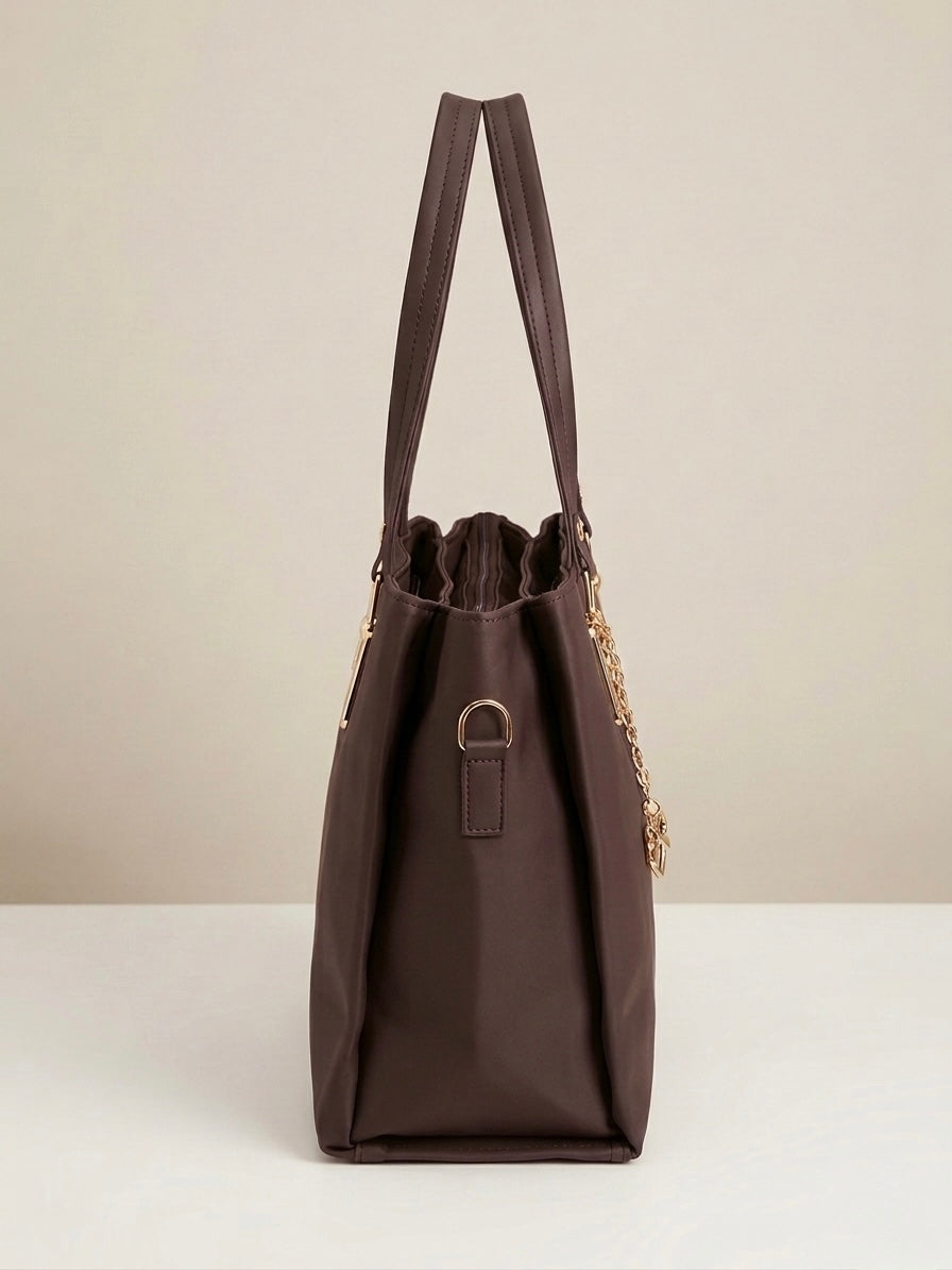 Brown soft tote bag