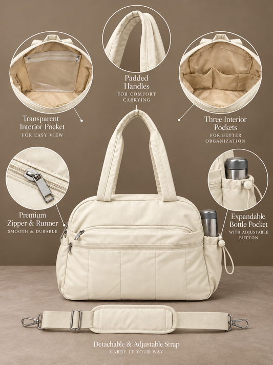 Ivory tote plus duffle bag