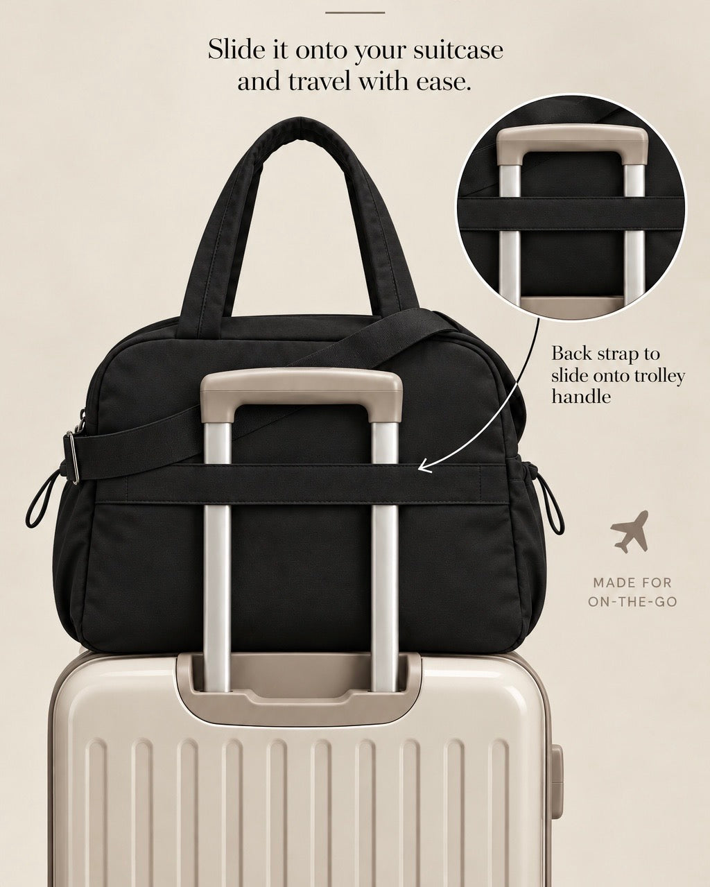Black tote plus duffle bag