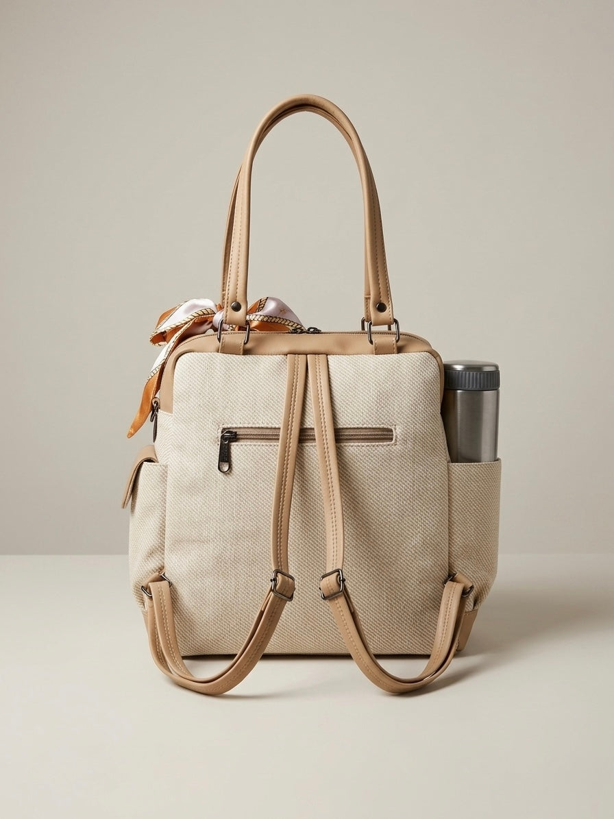Beige tote + Backpack Bag
