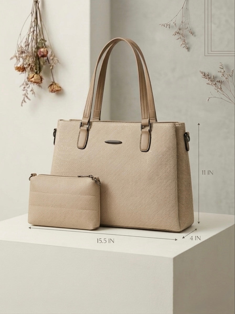 Beige soft tote bag