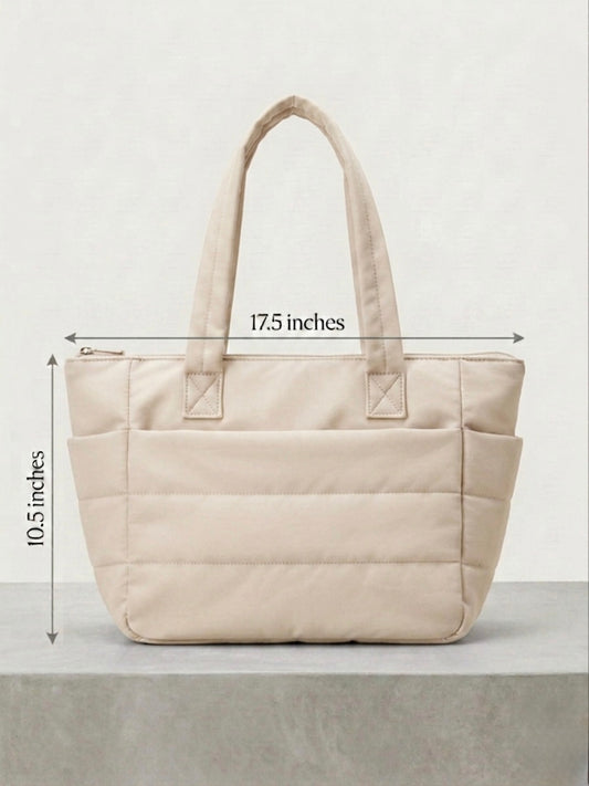 Ivory puffer tote bag