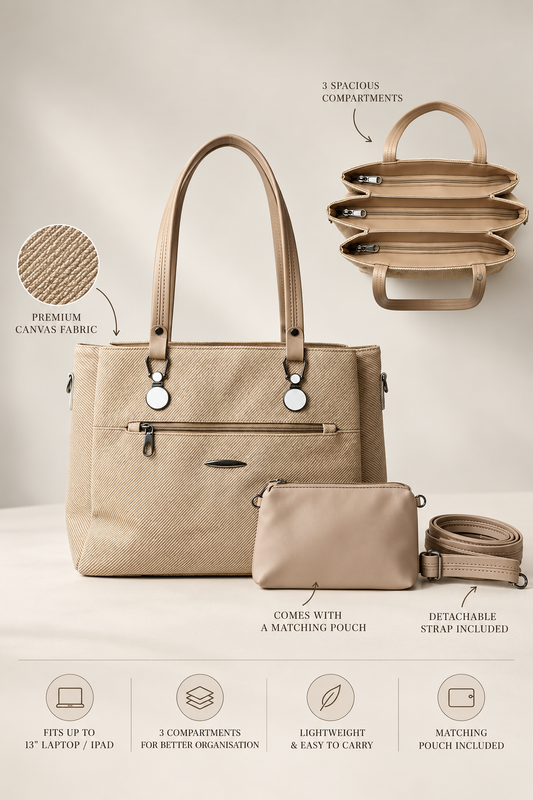 Beige soft tote bag