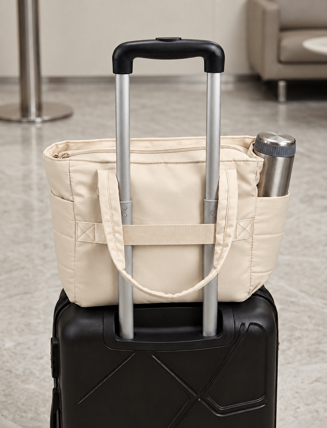 Ivory puffer tote bag