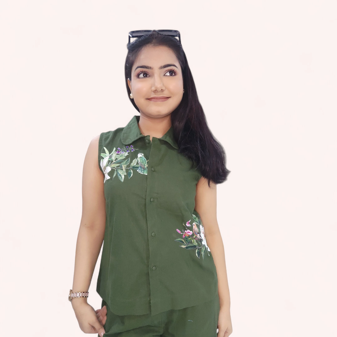 Green Sleeveless Co-Ord set