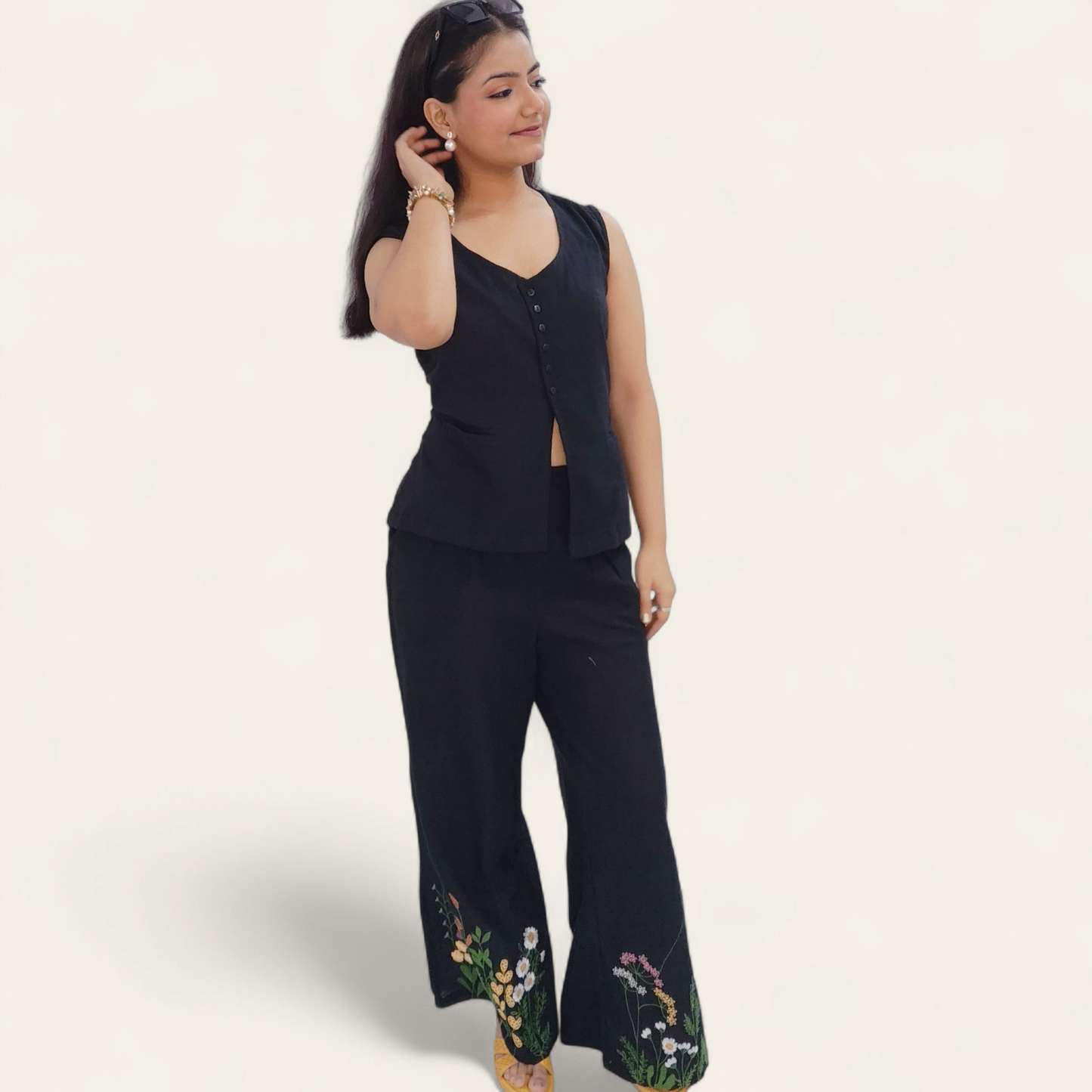 Black Sleeveless Waistcoat Co-ord set