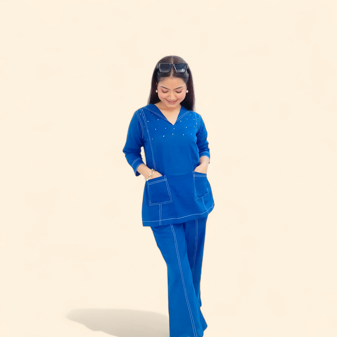Blue Pure Cotton Co-ord Set