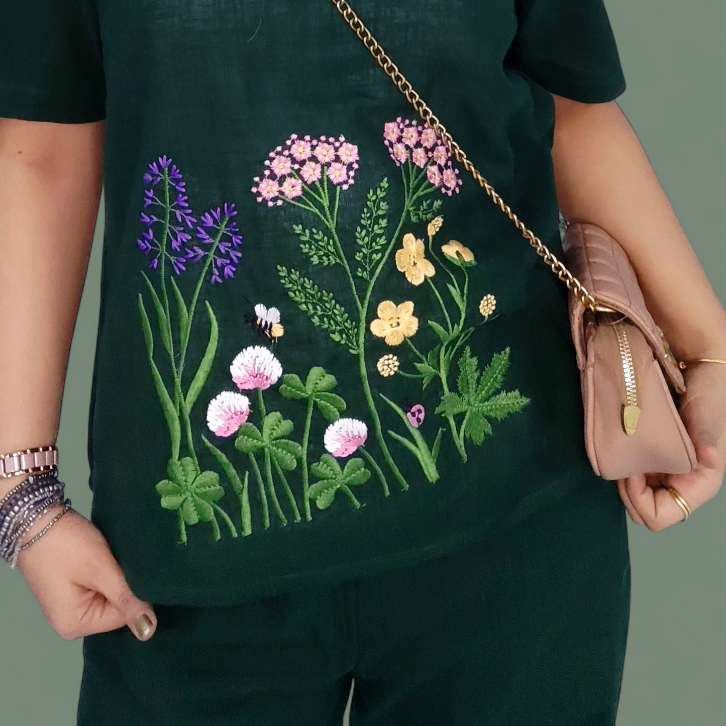 Green embroidered co-ord set