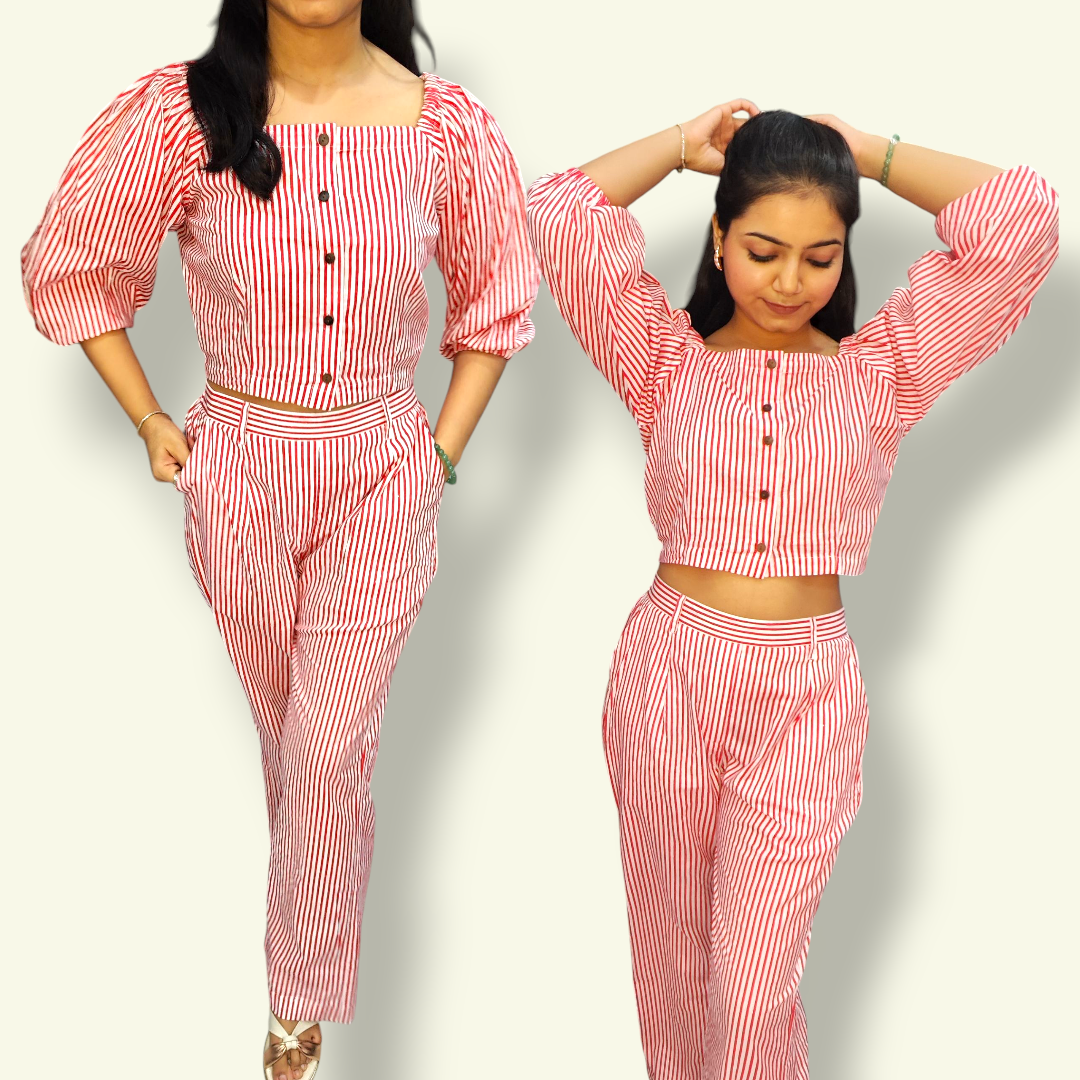 Striped Crop Top Co-ord Set