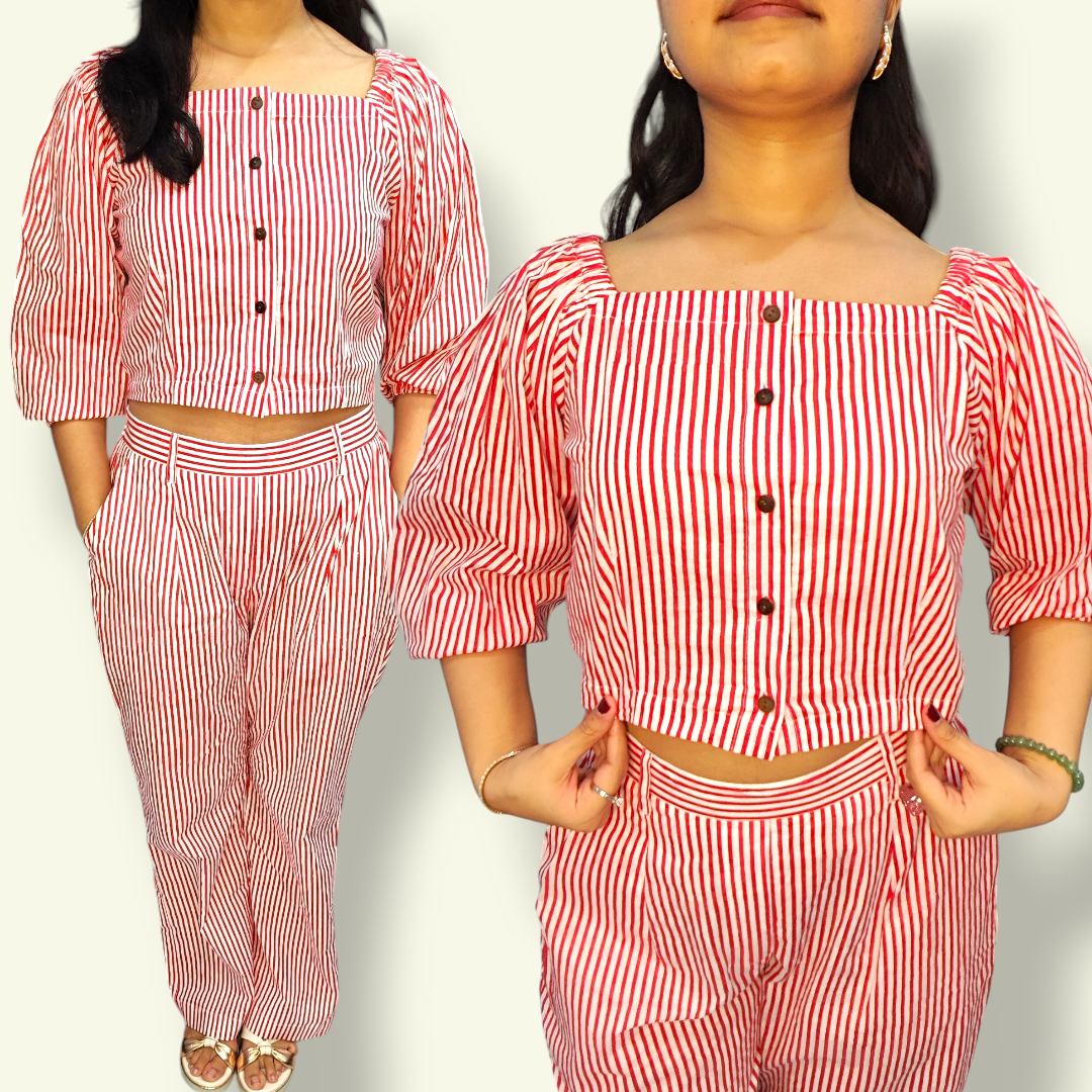 Striped Crop Top Co-ord Set