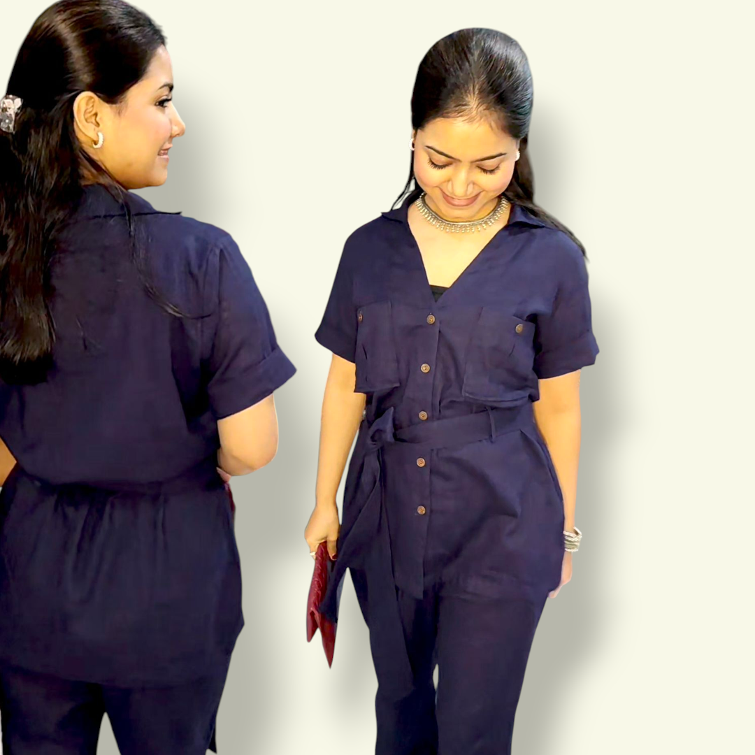 Navy Blue tie-up Co-ord set