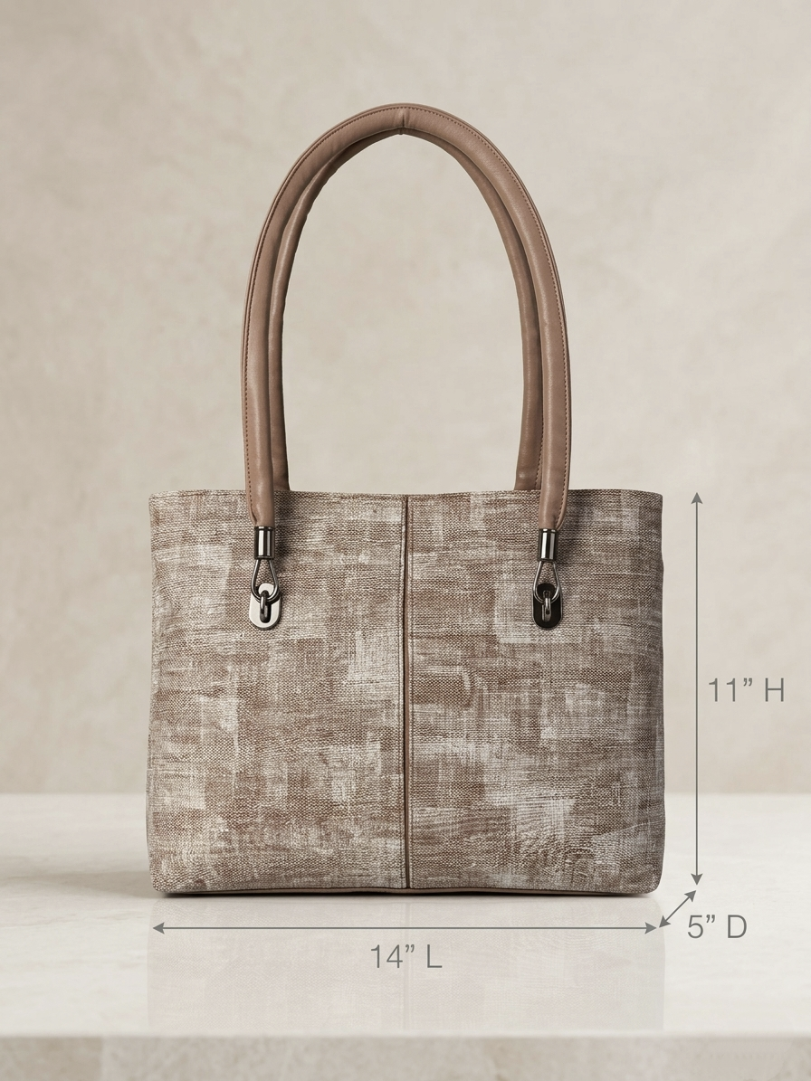 Light brown printed tote bag