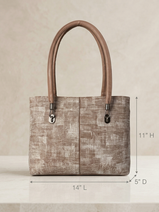 Light brown printed tote bag