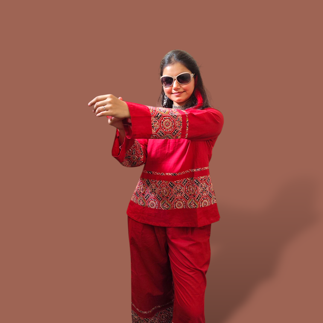 Maroon Ajrakh Co-ord
