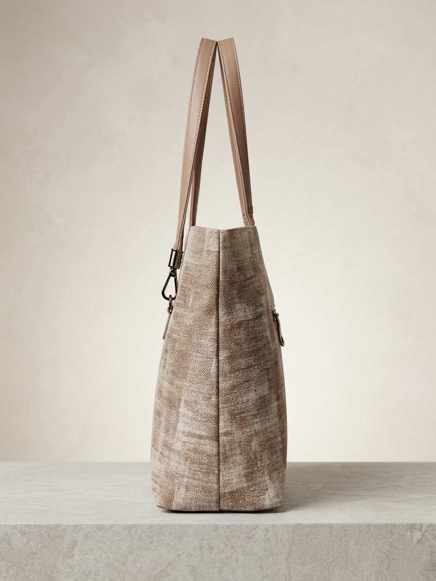 Light brown printed tote bag