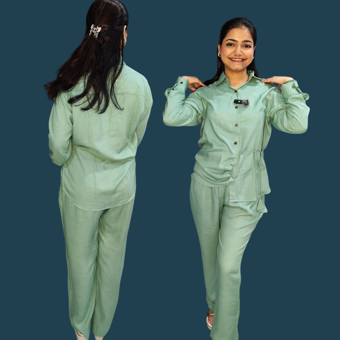 Jade Green Tie-Up Detail Co-ord Set