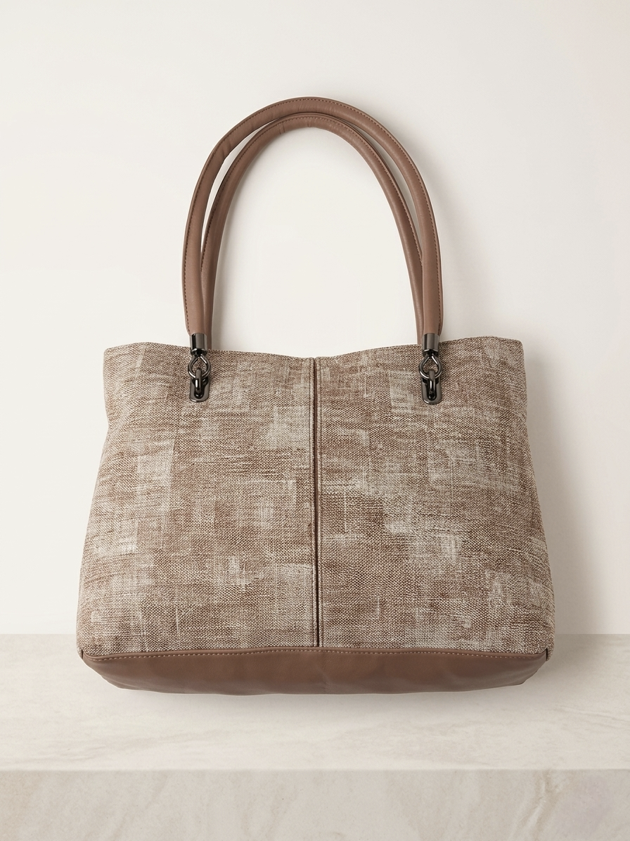 Light brown printed tote bag