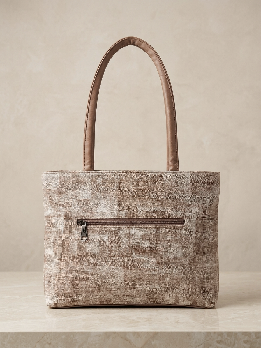 Light brown printed tote bag