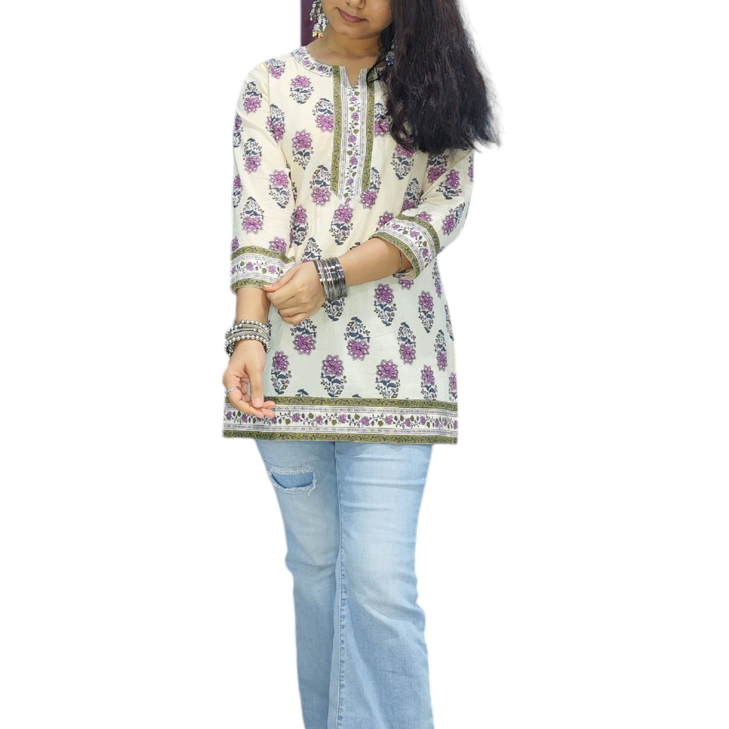 Block print short kurti