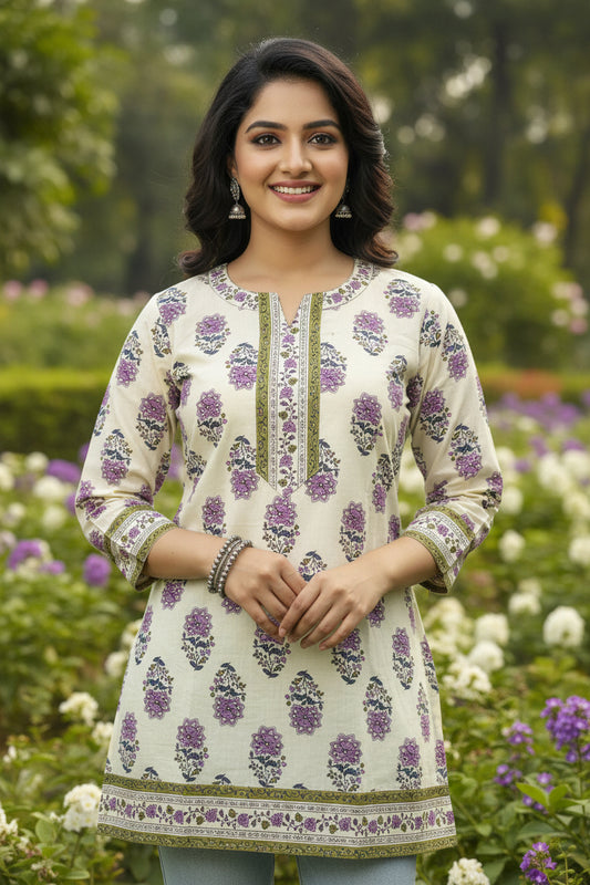 Block print short kurti
